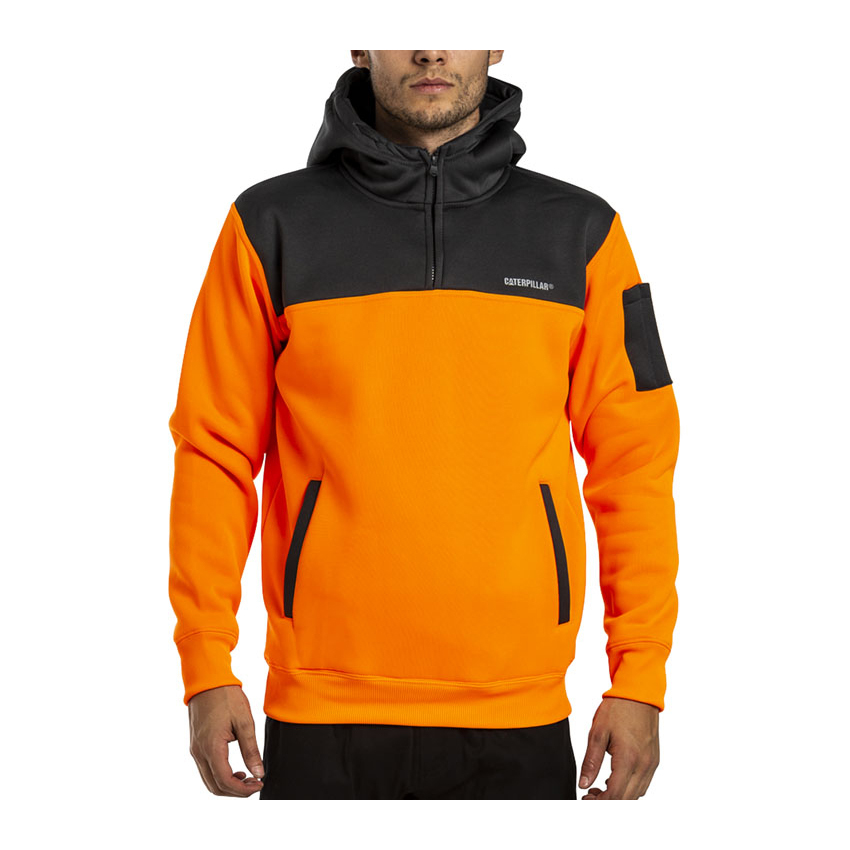 Caterpillar Clothing Karachi - Caterpillar Hi Vis Mens Hoodies Orange/Grey (419780-KUL)